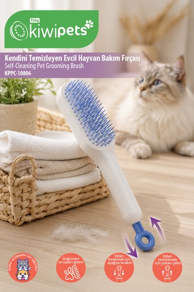 Tiny Kiwipets Kppc-10806 Self-Cleaning Pet Grooming Brush |   Feather Collect...