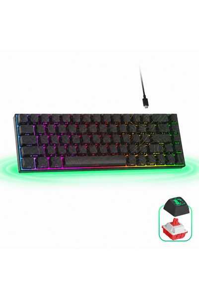 Timebox Tastatură Mecanică Gaming Timebox, Layout Compact cu 68 de Taste, Swi...