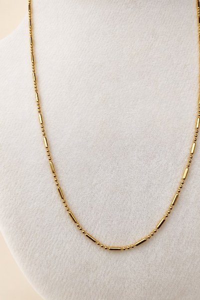 Çubuk Detaylı Gold 14K Altın Kaplama Kolye