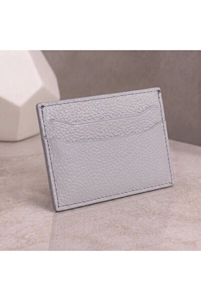 NahitaTyana Genuine Leather Unisex Card Holder 100% Real Leather Gray Color