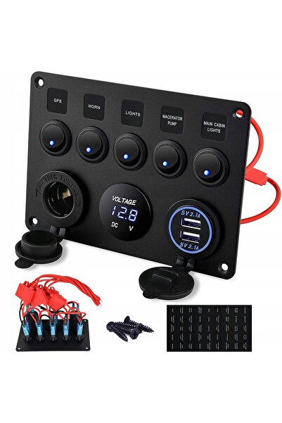 BDS Priză brichetă auto cu voltmetru, încărcător 2x USB 4,2A, 5x întrerupătoa...