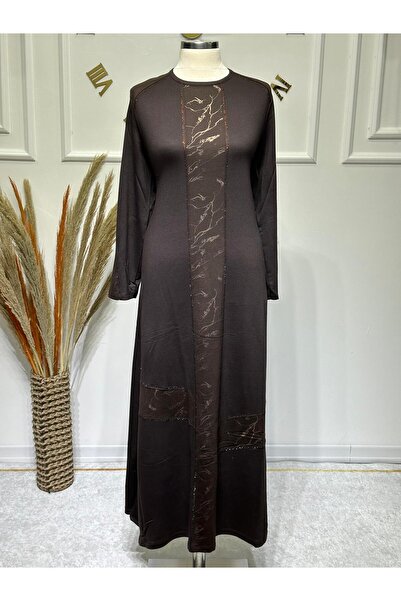 ModaMinar Women's New Season Stone Embroidered Patterned Combed Cotton Dress