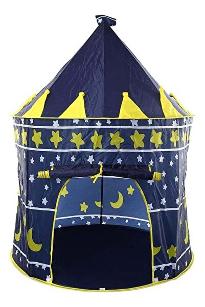 Generic Kids Pop-Up Tent Foldable Playhouse, Castle Design, Blue & Yellow