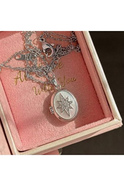Heda Jewelry قلادة فضية على شكل نجم القطب - قلادة ذهبية اللون قابلة للفتح لحف...