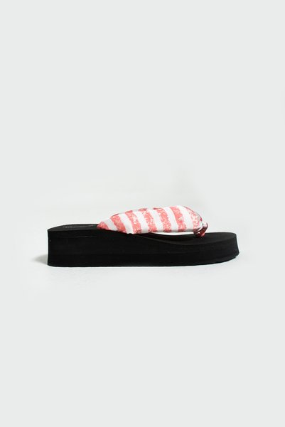 AlessaModa Shop Women's platform heel 4.5cm slippers - no pain, chiffon fabric, thong style