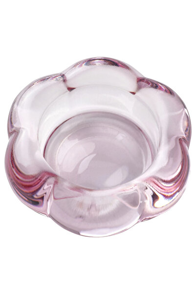 ACELEYOLLA BLADFÅGEL Pembe Cam Tealight Mumluk 3 cm – Dekoratif Çiçek Formlu ...