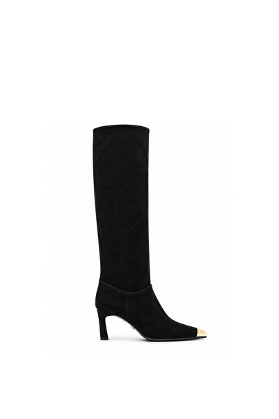 Vario Genuine Suede Leather Over-The-Knee Boots 346 Black Suede (Black Suede)