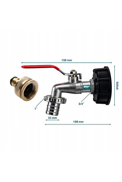 Sillar Robinet pentru robinet Mauzera pentru rezervor IBC Mauser 1000l, racor...