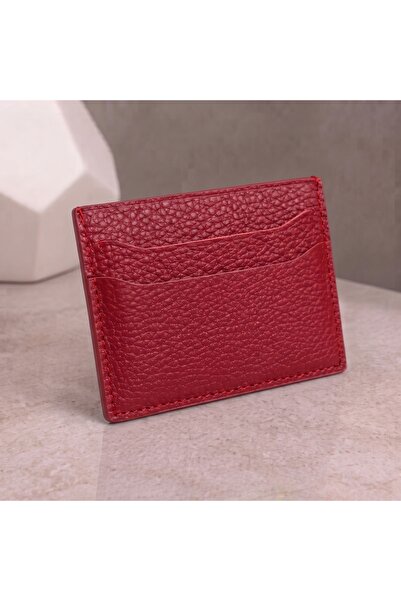 NahitaTyana Genuine Leather Unisex Card Holder 100% Real Leather Red Color