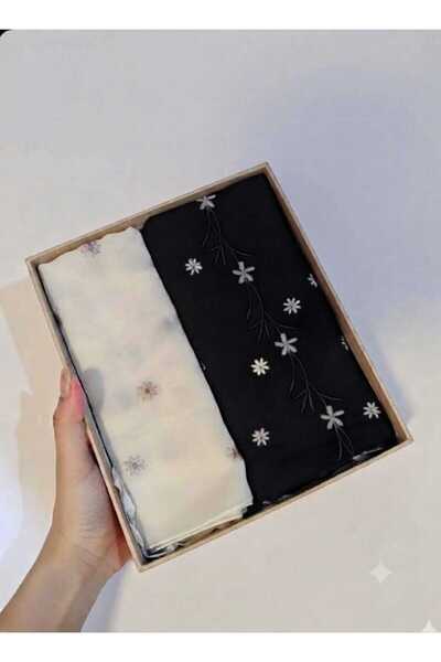 Veil Designer مجموعة من طرحتين تطريز كامل الطرحة بوال ياباني المقاس : 60 * 190