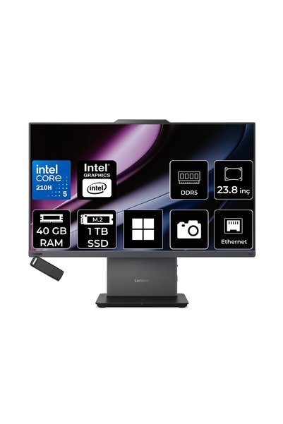 LENOVO ThinkCentre Neo 50A Gen 5 Intel Core 5 210H 40GB RAM 1TB SSD 23.8" FHD 99% sRGB Win11 Pro 12SC004GTRP423 Luna Grey All In One Bilgisayar + PER4 USB Bellek