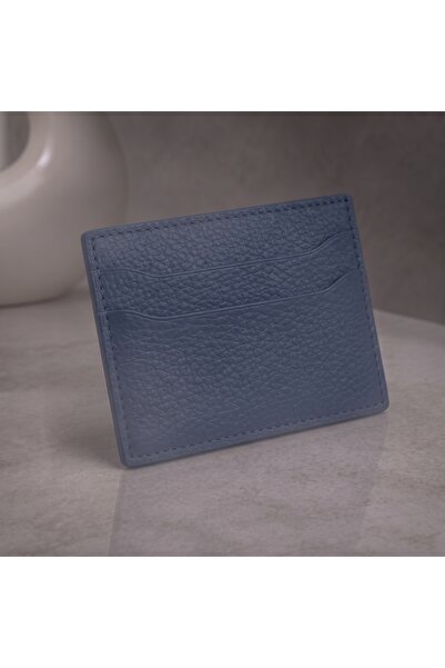 NahitaTyana Genuine Leather Unisex Card Holder 100% Real Leather Dark Navy Bl...