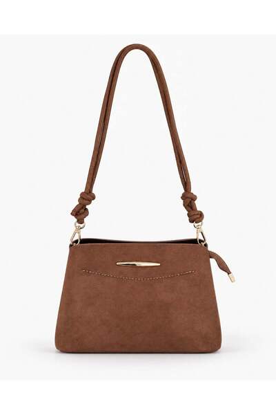Madamra Tan Suede Women's Knot Detailed Strap Daily Shoulder Bag Stylish Bag ...