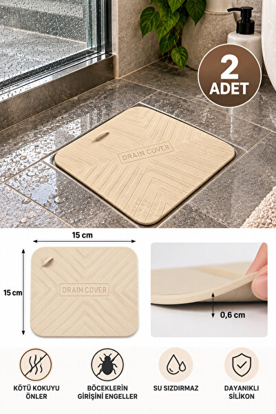 CKM silikon 2 Adet Silikon Gider Kapağı 15x15 cm – Koku ve Böcek Önleyici Ban...
