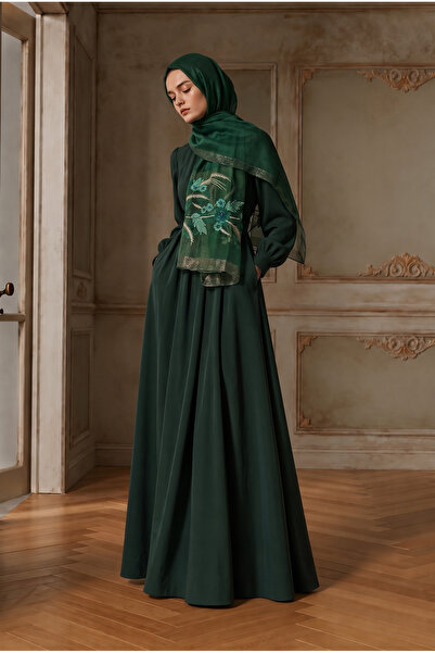 ARMANDA Silk Sakura Pattern Shawl - Green