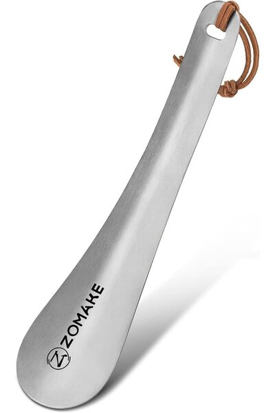ZOMAKE Metal Shoe Horn, Stainless Steel Travel Shoehorn, Small Short Handle S...