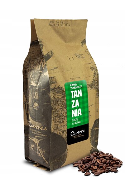 Caveres Tanzania Kilimanjaro boabe de cafea întregi 1 kg - arabica proaspăt p...