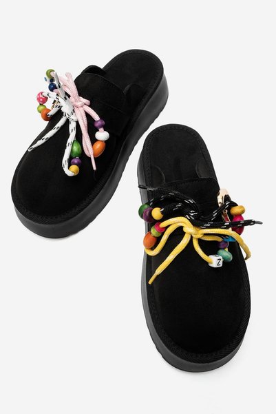 Zeynep Sıradağlı Denise Women's Faux Leather Slippers Black Suede
