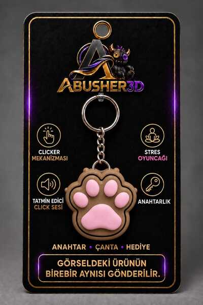 dexpo sevimli patiler clicker Anahtarlık / stres azaltan Fidget Oyuncak kahve...