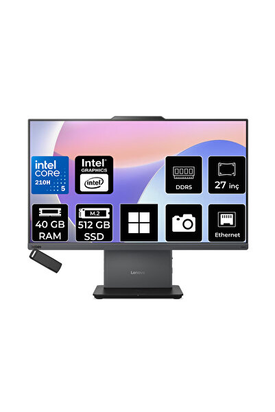 LENOVO ThinkCentre Neo 50A Gen 5 Intel Core 5 210H 40GB RAM 512GB SSD 27" FHD 99% sRGB 300nits Win11 Pro 12SA0026TRP422 Luna Grey All In One Bilgisayar + PER4 USB Bellek