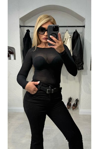 liya butik Siyah Transparan Body