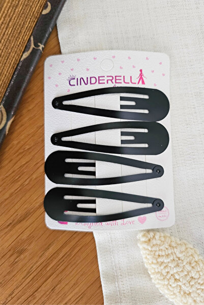Cinderella 4'lü Siyah Su Damlası Model Büyük Metal Çıt Çıt Toka Seti 7cm - Sı...