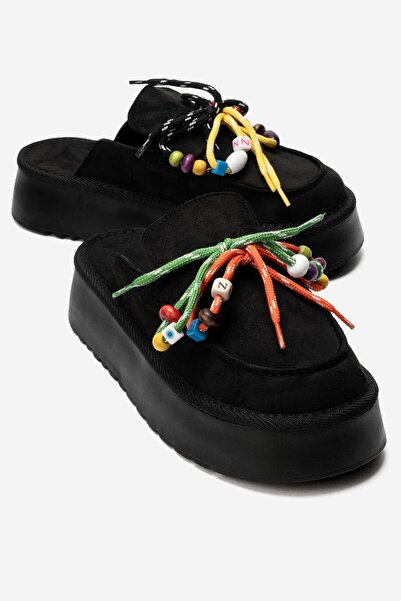 Zeynep Sıradağlı Destiny Women's Faux Leather Slippers Black Suede