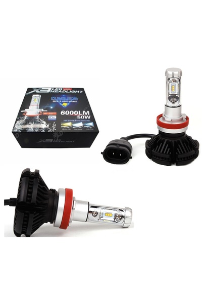 AK Becuri LED auto H11 12000lm X3 ZES 50W 12V 24V CANBUS Radiator 2 buc.