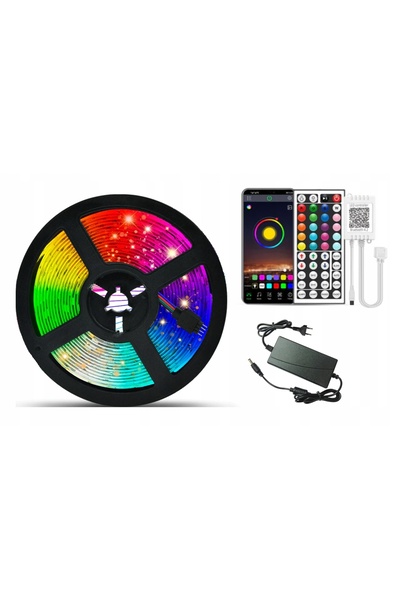NO BRAND Bandă LED RGB 300 SMD 5050 Controler APP Bluetooth Alimentator 230V 10m