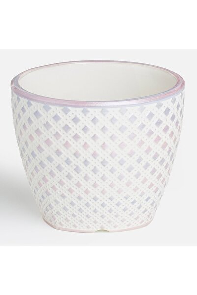 OEM Masca Ghiveci Flori Ceramica Alb Mov 10x8cm - 0,3L - Ghivece Ceramice Div...