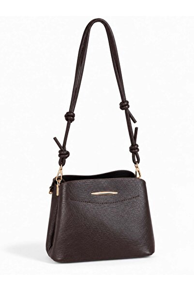 Madamra Brown Women's Knot Detailed Strap Daily Shoulder Bag Stylish Bag with...