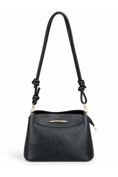 Madamra Black Women's Knot Detailed Strap Daily Shoulder Bag Stylish Bag with...