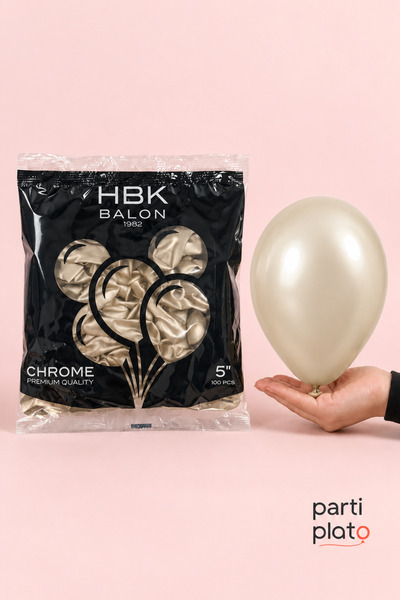 HBK Balon 5 Inch Chrome White Gold Balloon 100Pcs, Silver Shiny Mini Latex Ba...