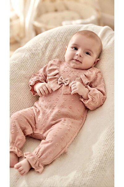 Sinem Çeyiz Minizyn 3007 Powder Scalloped Ruffle Bow Buckle Gift Jumpsuit'0-3...