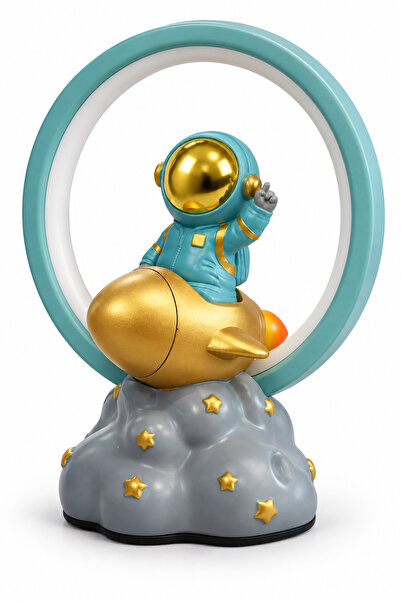 sudora Astronot Figürlü USB Kablolu Halka Masa ve Gece Lambası 20 x 10 cm Tur...