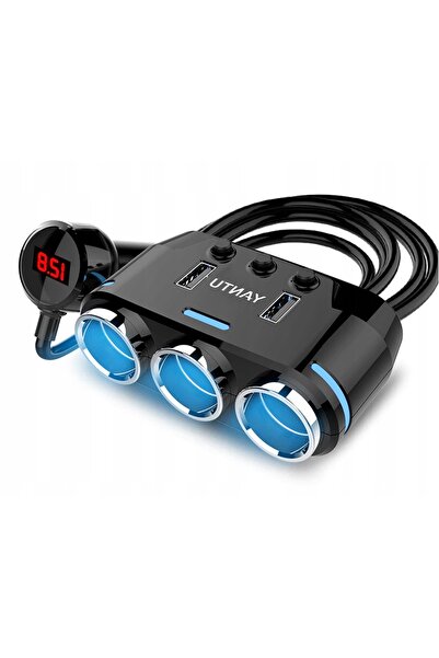 yantu Splitter de alimentare triplu pentru brichetă, cu 3 ieșiri, adaptor de ...