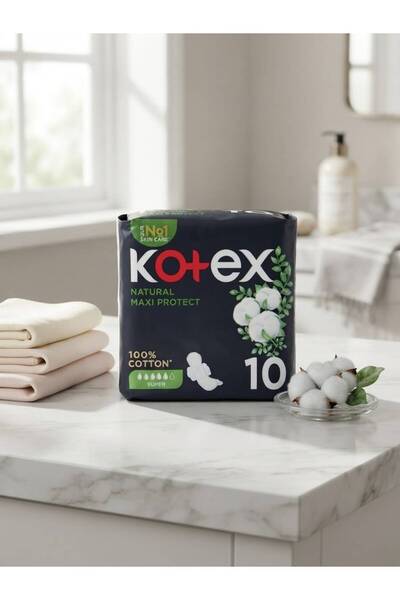 Kotex Natural Maxi Protect Thick Pads, 100% Cotton Pad, Super Size with Wings...