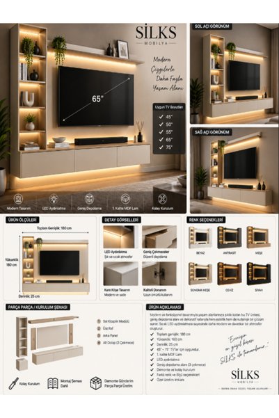 silks mobilya Modern LED TV Ünitesi