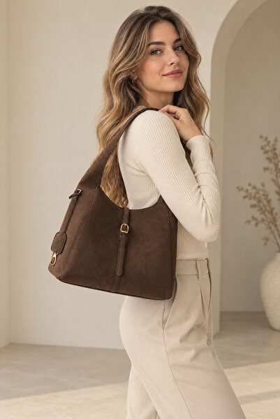 citycenterfashion Γυναικεία τσάντα ώμου Nora Suede cty-lbn-1319