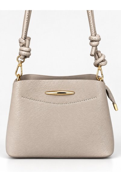 Madamra Mink Women's Knot Detailed Strap Daily Shoulder Bag Stylish Bag with Metal Accessories