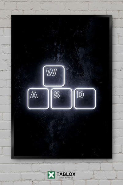 TABLOX Wasd Pc Gaming Keycaps Gamer Poster de perete Aspect cadru Decorativ M...