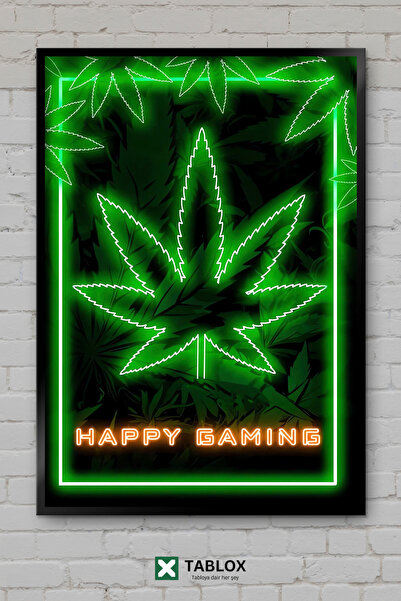 TABLOX Happy Gaming Happy Games Gamer Αφίσα τοίχου με νέον φωτισμό, Διακοσμητ...