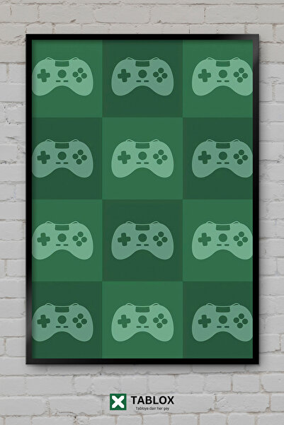 TABLOX Χειριστήρια παιχνιδιών Green Yeşil Game Handle Gaming Poster Frame Δια...