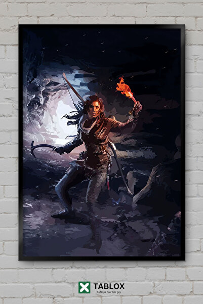 TABLOX Tomb Raider Lara Croft Αφίσα περιπέτειας βιντεοπαιχνιδιών με κορνίζα Δ...