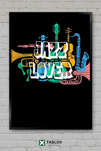 TABLOX Jazz Caz Lovers Sevenler Musical Μουσική Τέχνη Πλαισιωμένο Διακοσμητικ...