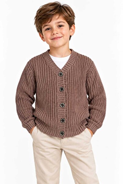 Meriç bebe Boy's Buttoned V-Neck Thessaloniki Knitted Cardigan