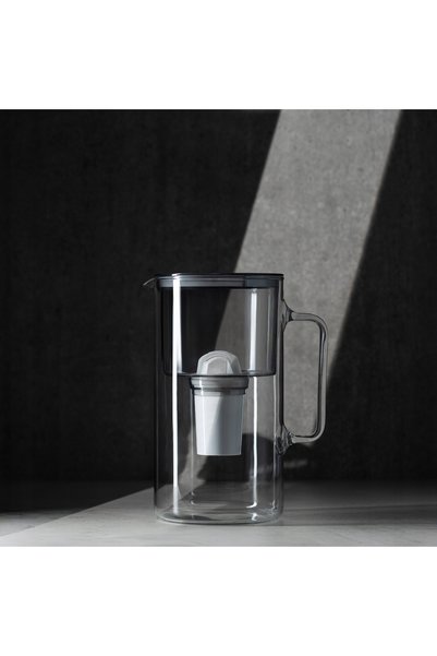 Wessper Carafă cu filtru din sticlă borosilicată D2, gri, 3l + 4 filtre