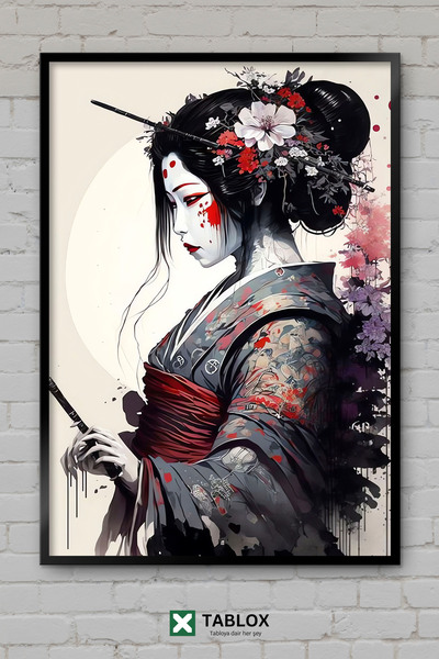 TABLOX Geisha Samurai Geisha Samurai Războinic Japonez Artă Cadru decorativ A...