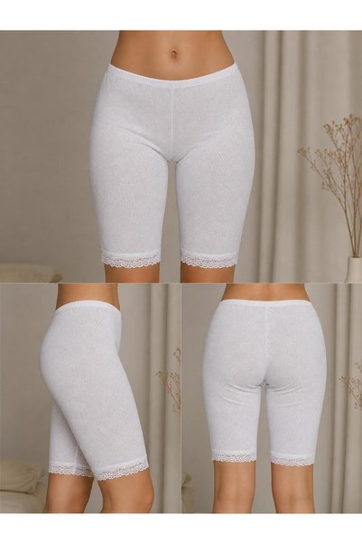 RIVANI A Set of 4 White Long High-Waisted Women's Panties Made of 100% Cotton...