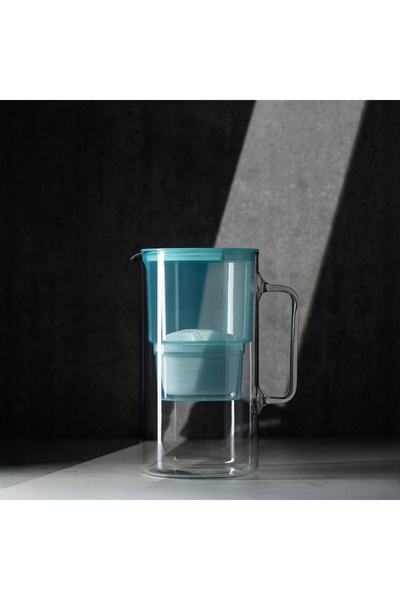 Wessper Carafa cu filtru din sticlă D2 Borosilicat 3l mentă + 3 filtre